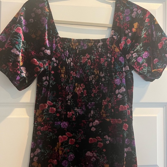 LOFT Floral Velvet Square Neck Midi Dress NWT - Picture 8 of 9